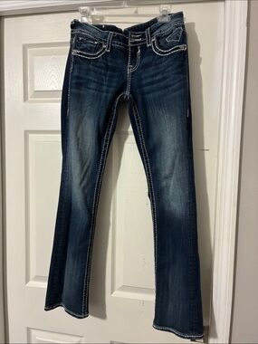 Vigoss Dark Blue Straight Leg Jeans with Contrast Stitching